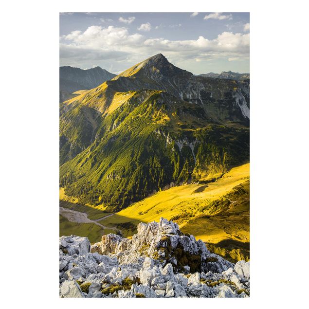 Magnettafel - Berge und Tal der Lechtaler Alpen in Tirol - Memoboard Hochformat