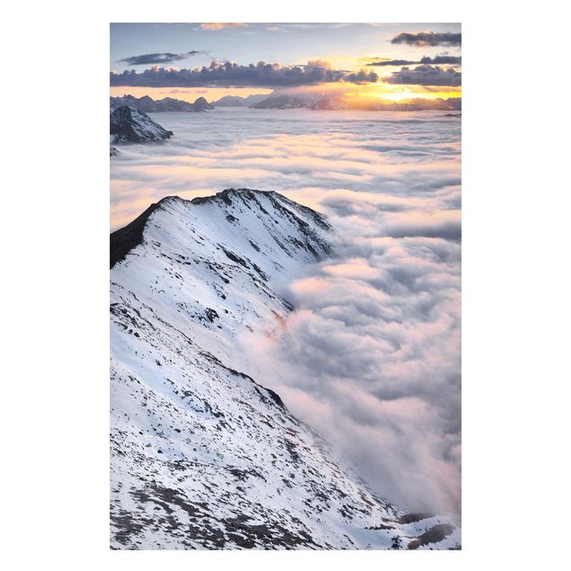 Magnettafel - Blick über Wolken und Berge - Memoboard Hochformat