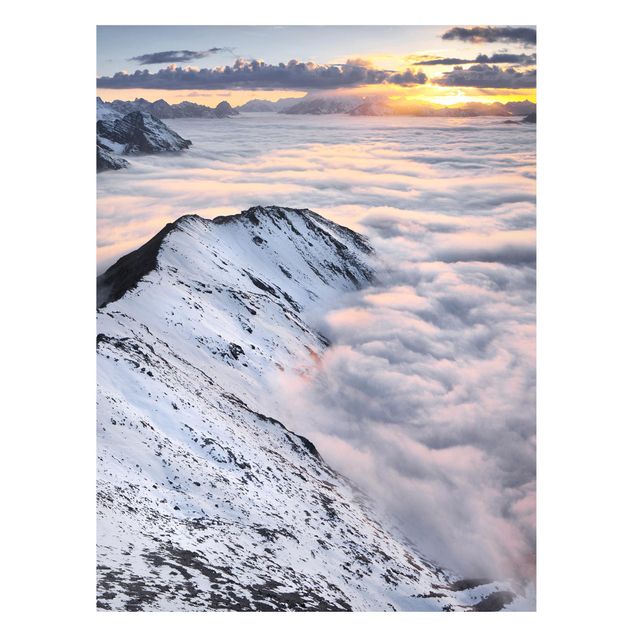 Magnettafel - Blick über Wolken und Berge - Memoboard Hochformat