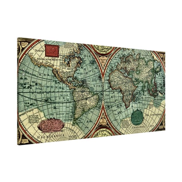 Magnettafel - Weltkarte - Die alte Welt - Memoboard Panorama Quer