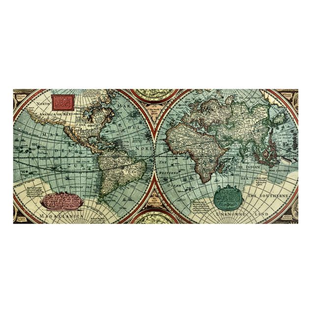 Magnettafel - Weltkarte - Die alte Welt - Memoboard Panorama Quer