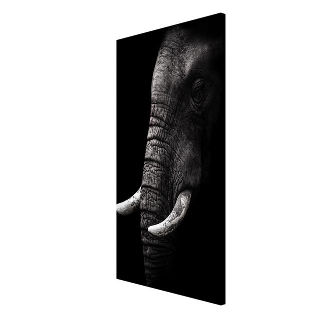 Magnettafel - Dunkles Elefanten Portrait - Memoboard Hochformat 4:3