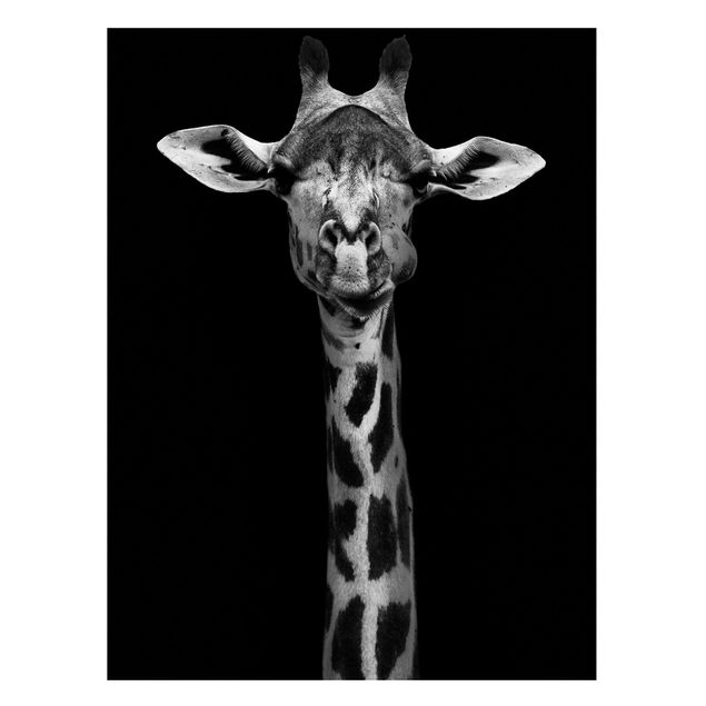 Magnettafel - Dunkles Giraffen Portrait - Memoboard Hochformat 4:3