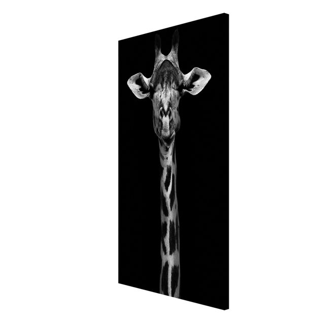 Magnettafel - Dunkles Giraffen Portrait - Memoboard Hochformat 4:3