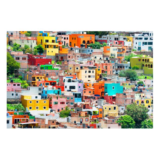 Magnettafel - Farbige Häuserfront Guanajuato - Memoboard Quer