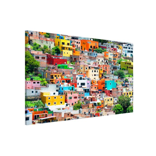 Magnettafel - Farbige Häuserfront Guanajuato - Memoboard Quer