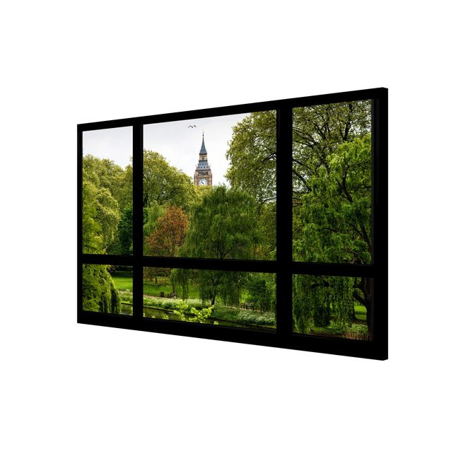 Magnettafel - Fensterblick über St. James Park auf Big Ben - Memoboard Quer