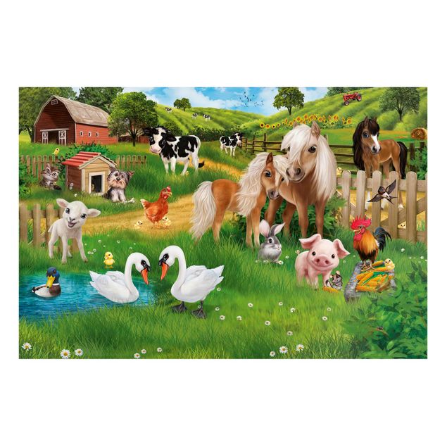 Magnettafel Kinderzimmer - Tiere auf dem Bauernhof - Memoboard Querformat