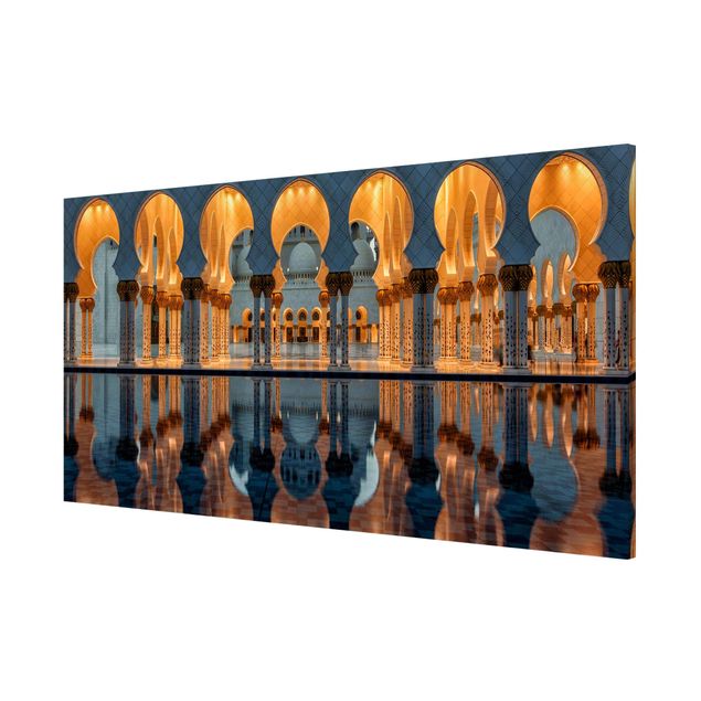 Magnettafel - Reflexionen in der Moschee - Memoboard Panorama Querformat