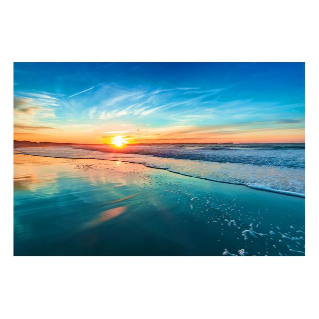 Magnettafel - Romantischer Sonnenuntergang am Meer - Memoboard Querformat