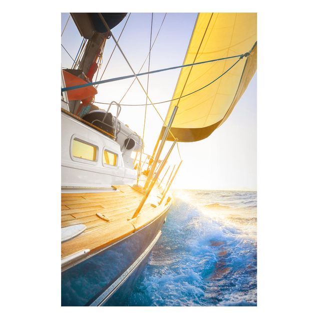 Magnettafel - Segelboot auf blauem Meer bei Sonnenschein - Memoboard Hoch