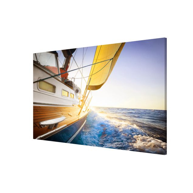 Magnettafel - Segelboot auf blauem Meer bei Sonnenschein - Memoboard Panorama Quer