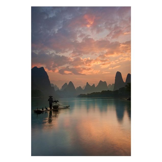 Magnettafel - Sonnenaufgang über chinesischem Fluss - Memoboard Hochformat 3:2