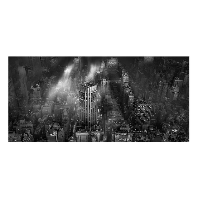 Magnettafel - Sonnenlicht über New York City - Memoboard Panorama Querformat 1:2