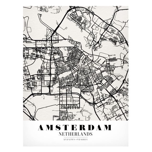 Magnettafel - Stadtplan Amsterdam - Klassik - Memoboard Hochformat