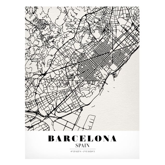 Magnettafel - Stadtplan Barcelona - Klassik - Memoboard Hochformat