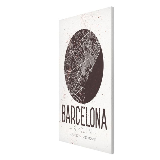 Magnettafel - Stadtplan Barcelona - Retro - Memoboard Hochformat