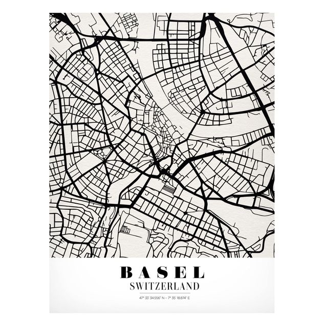 Magnettafel - Stadtplan Basel - Klassik - Memoboard Hochformat