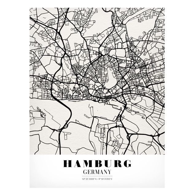 Magnettafel - Stadtplan Hamburg - Klassik - Memoboard Hochformat