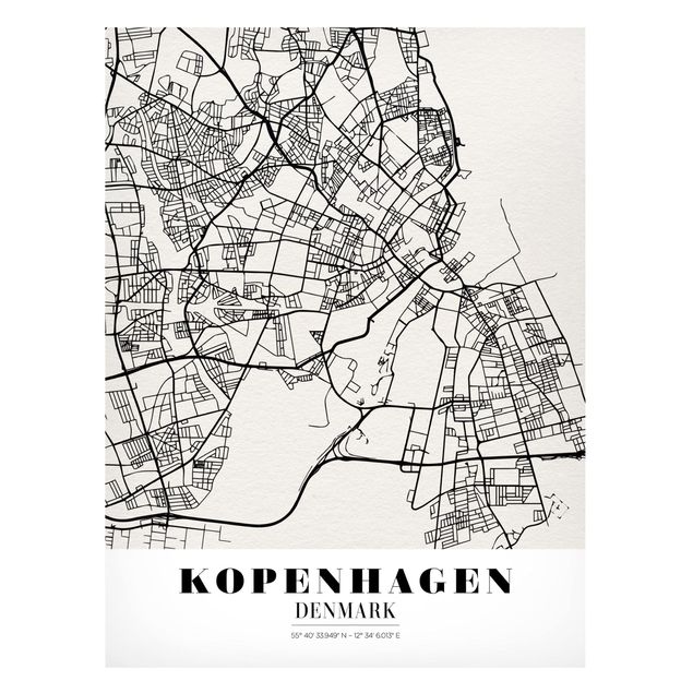 Magnettafel - Stadtplan Kopenhagen - Klassik - Memoboard Hochformat