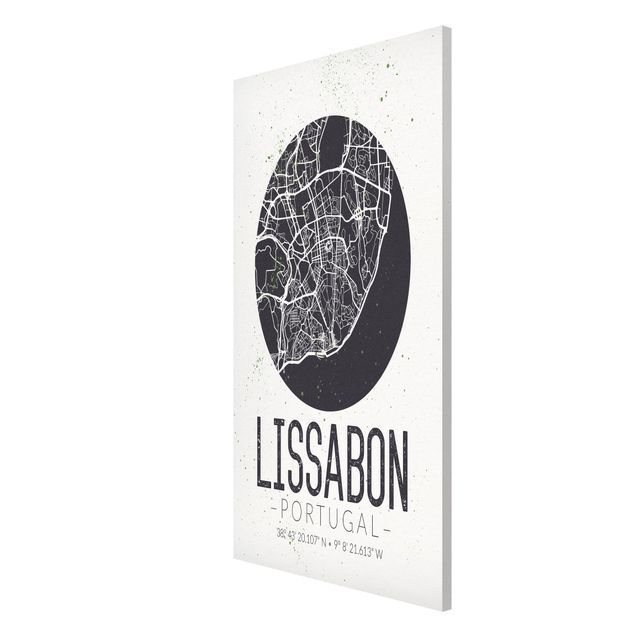 Magnettafel - Stadtplan Lissabon - Retro - Memoboard Hochformat
