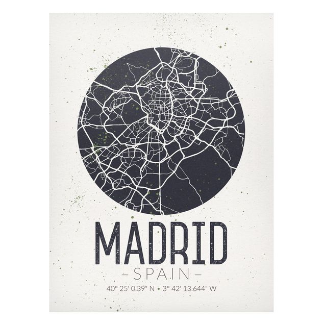 Magnettafel - Stadtplan Madrid - Retro - Memoboard Hochformat