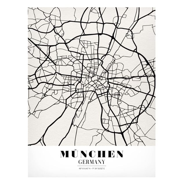 Magnettafel - Stadtplan München - Klassik - Memoboard Hochformat