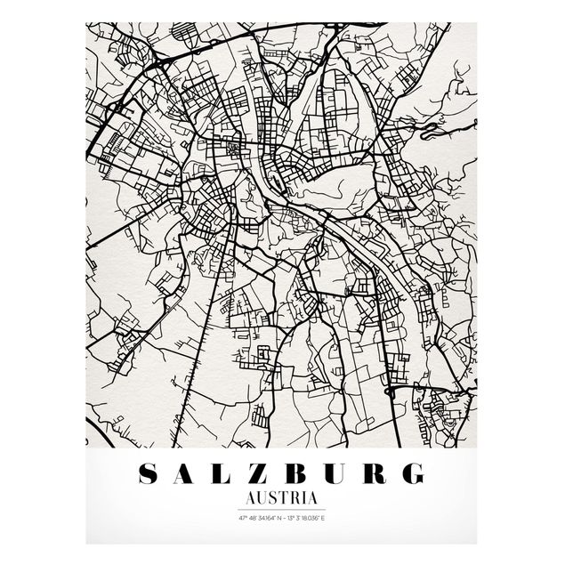 Magnettafel - Stadtplan Salzburg - Klassik - Memoboard Hochformat