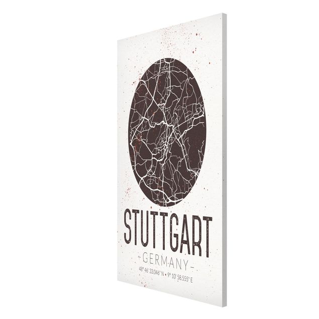 Magnettafel - Stadtplan Stuttgart - Retro - Memoboard Hochformat