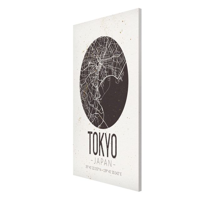 Magnettafel - Stadtplan Tokyo - Retro - Memoboard Hochformat