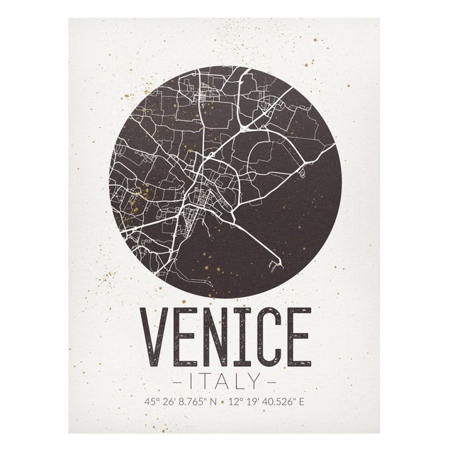 Magnettafel - Stadtplan Venice - Retro - Memoboard Hochformat