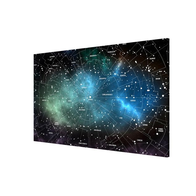 Magnettafel - Sternbilder Karte Galaxienebel - Memoboard Panorama Querformat