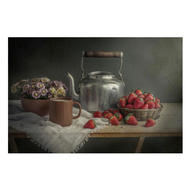 Magnettafel - Stillleben mit Erdbeeren - Memoboard Quer