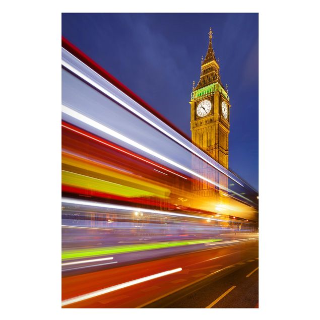 Magnettafel - Verkehr in London am Big Ben bei Nacht - Memoboard Hoch