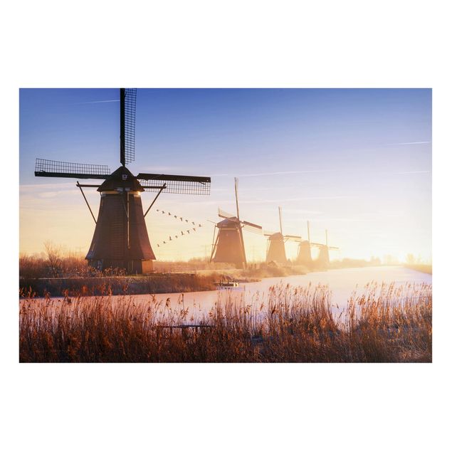 Magnettafel - Windmühlen von Kinderdijk - Memoboard Querformat