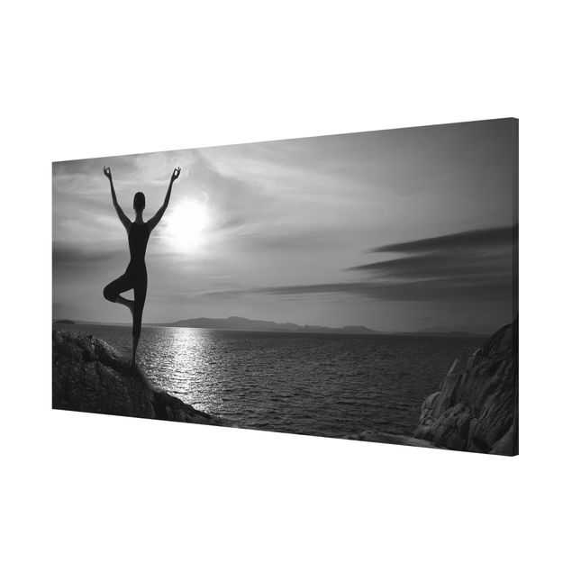 Magnettafel - Yoga schwarz weiss - Memoboard Panorama Quer