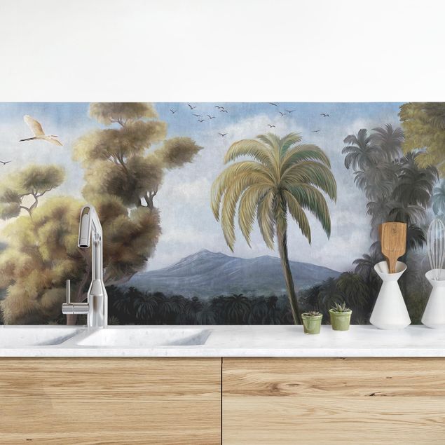 Küchenrückwand - Malerischer Vintage Dschungel