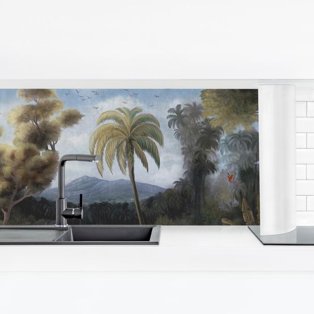 Küchenrückwand - Malerischer Vintage Dschungel