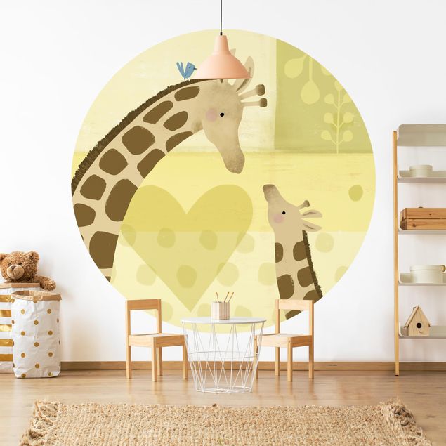 Runde Tapete selbstklebend - Mama und ich - Giraffen