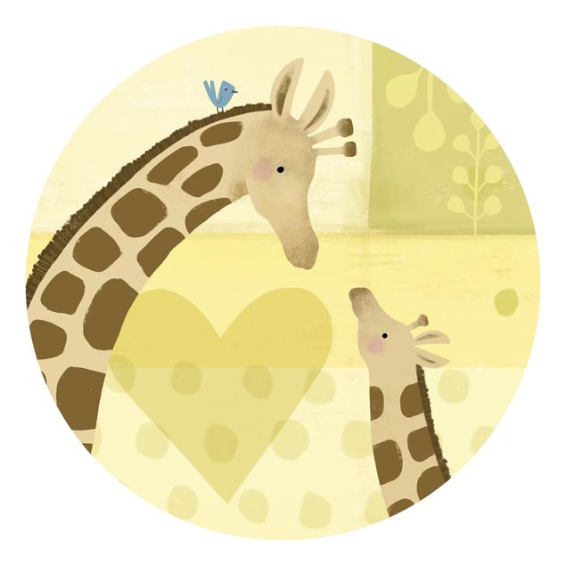 Runde Tapete selbstklebend - Mama und ich - Giraffen