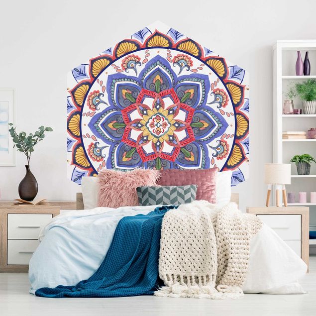 Hexagon Mustertapete selbstklebend - Mandala Meditation Chakra