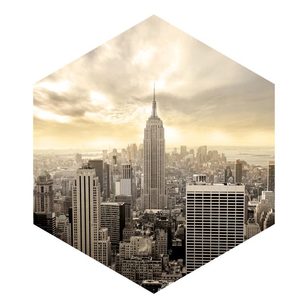Hexagon Mustertapete selbstklebend - Manhattan Dawn