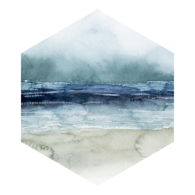 Hexagon Mustertapete selbstklebend - Mariner Nebel I