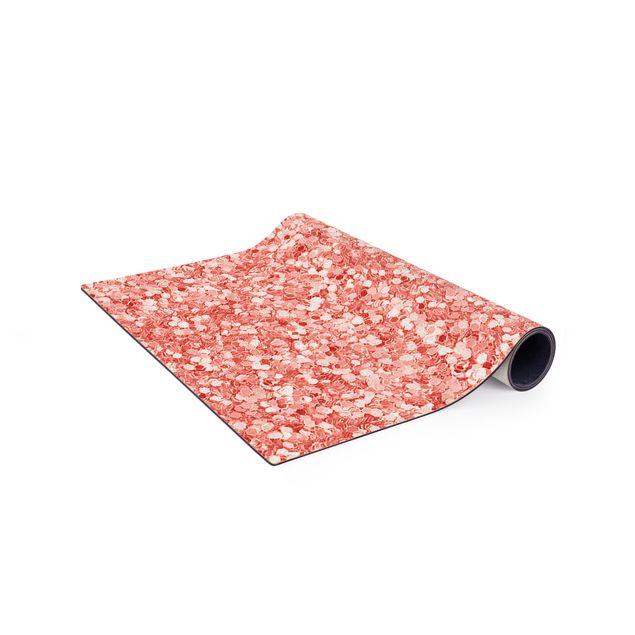 Teppich Esszimmer Marmoroptik mit Rosa Konfetti