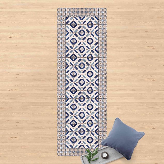 Moderner Teppich Marokkanische Fliesen Blumenfenster mit Fliesenrahmen