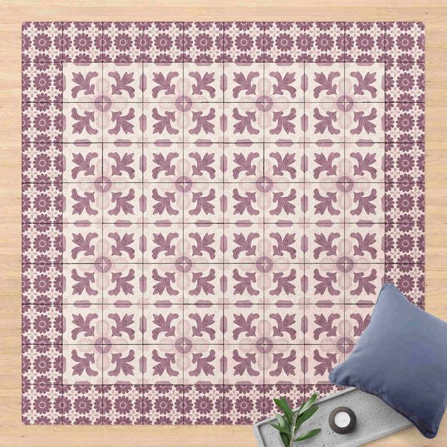 Moderne Teppiche Marokkanische Fliesen mit Ornamenten mit Fliesenrahmen