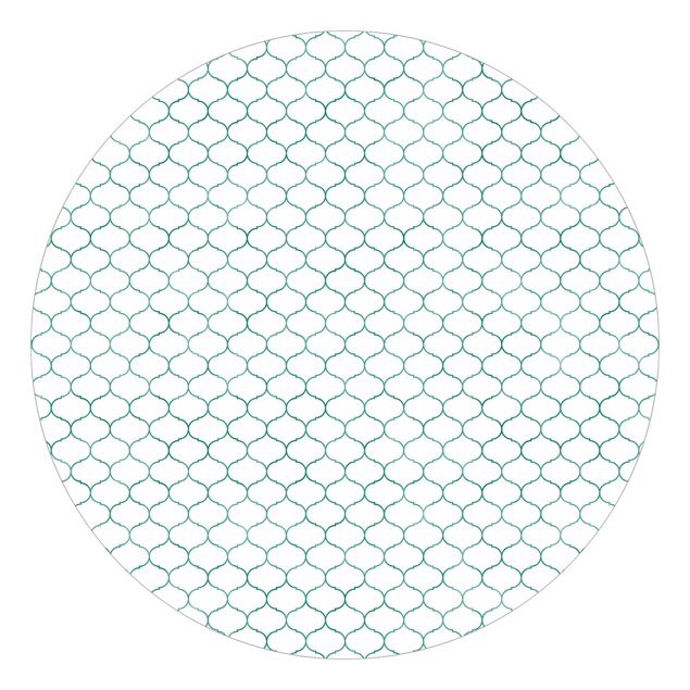 Runde Tapete selbstklebend - Marokkanisches Aquarell Linienmuster