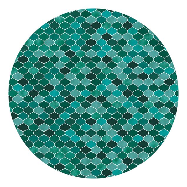 Runde Tapete selbstklebend - Marokkanisches Aquarell Muster