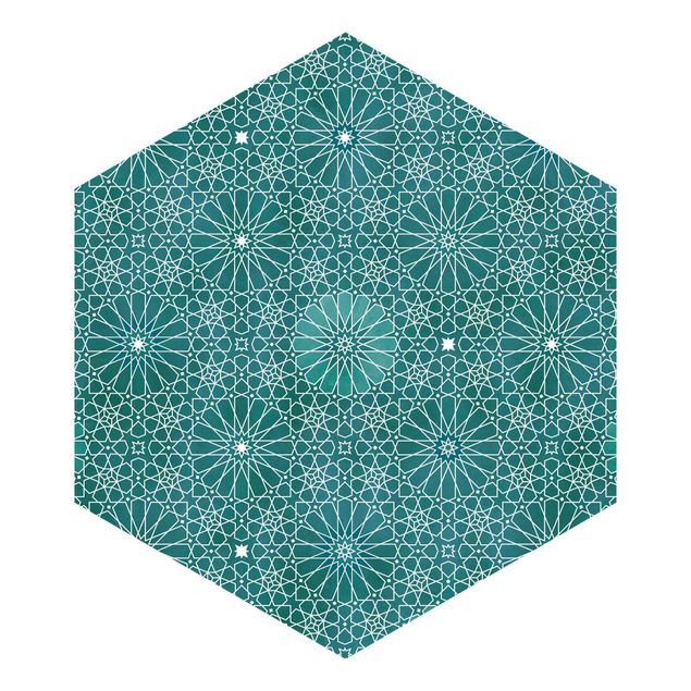 Hexagon Mustertapete selbstklebend - Marokkanisches Blumen Muster