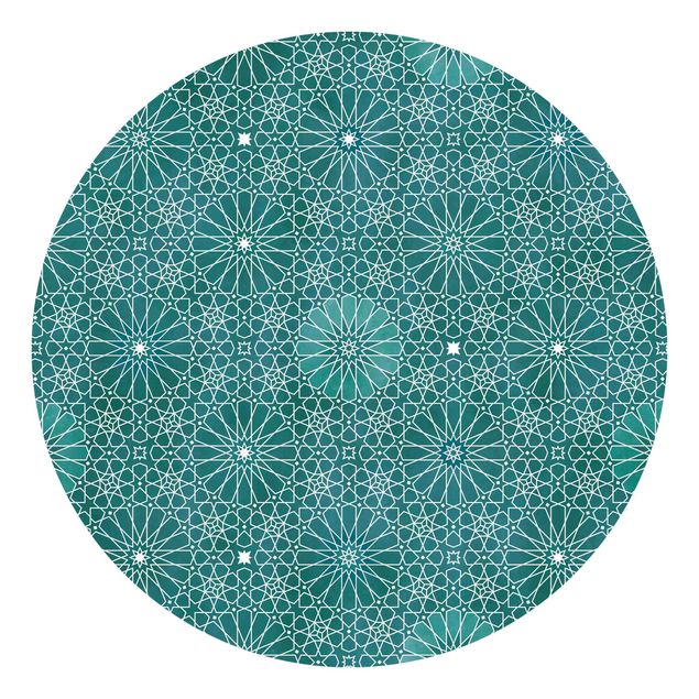 Runde Tapete selbstklebend - Marokkanisches Blumen Muster